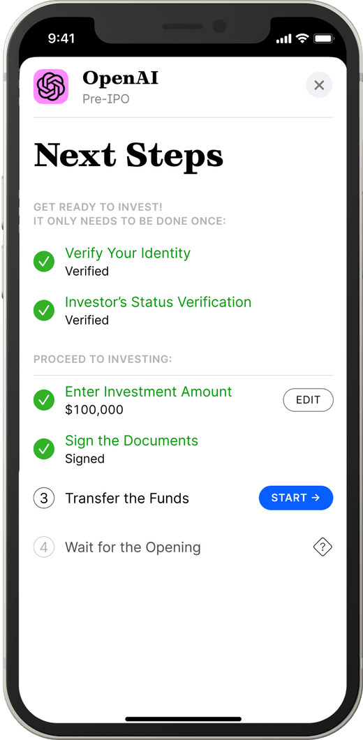 Preview of the Investing steps